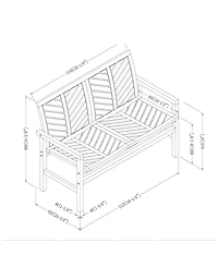 48" Patio Wood Love Seat