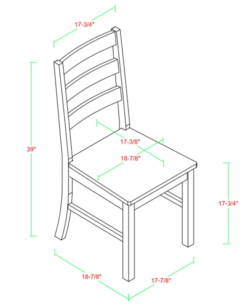 Wood Ladder Back Dining Chair, Set of 2 - Black