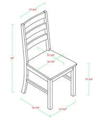 Wood Ladder Back Dining Chair, Set of 2 - Black