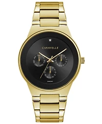 Caravelle Designed by Bulova Designed by Bulova Men's Diamond-Accent Gold-Tone Stainless Steel Bracelet Watch 40mm