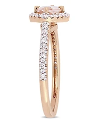 Morganite (3/4 ct.t.w.) and Diamond (1/4 Halo Ring 14k Rose Gold