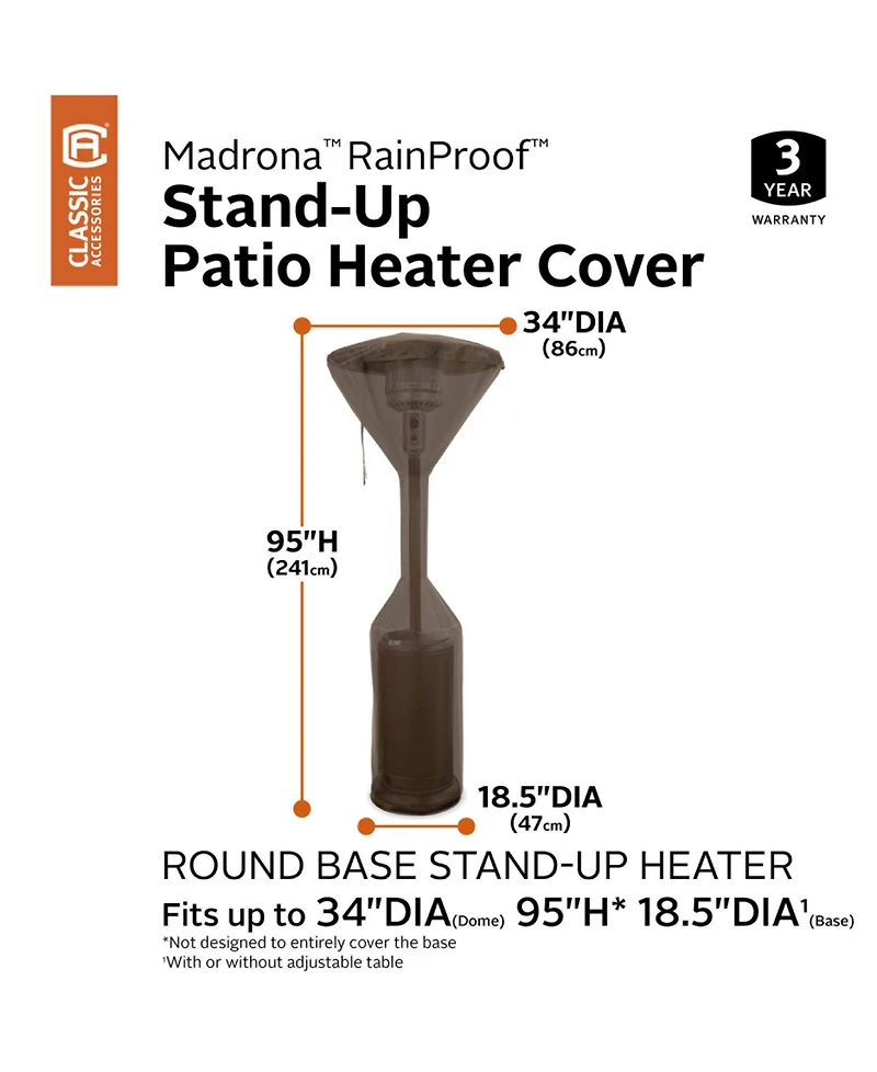 Classic Accessories Standup Patio Heater Cover, Dark Cocoa