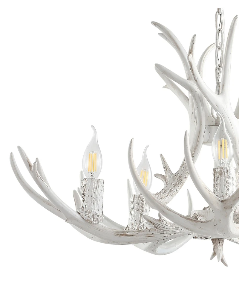 Jonathan Y Eldora 30" Adjustable Resin Antler 5-Light Led Chandelier