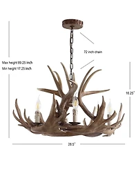 Jonathan Y Eldora 28.5" Adjustable Resin Antler 6-Light Chandelier