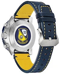 Citizen Eco-Drive Men's Analog-Digital Chronograph Promaster Blue Angels Skyhawk A-t Blue Leather Strap Watch 46mm