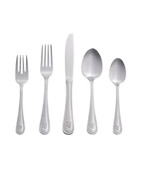 Riverridge Beaded 46 Piece Monogrammed Flatware Set - V, Service for 8