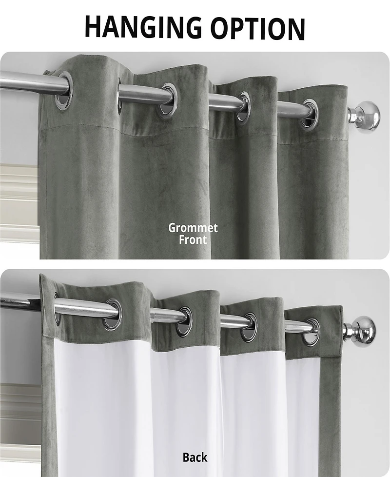 Half Price Drapes Silver Grey Grommet Signature Velvet Blackout Curtain