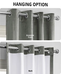 Half Price Drapes Silver Grey Grommet Signature Velvet Blackout Curtain