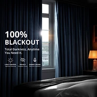 Half Price Drapes Midnight Blue Grommet Signature Velvet Blackout Curtain