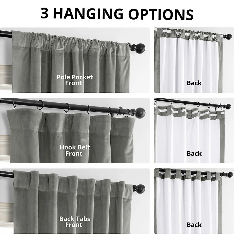 Half Price Drapes Silver Grey Signature Velvet Blackout Curtain
