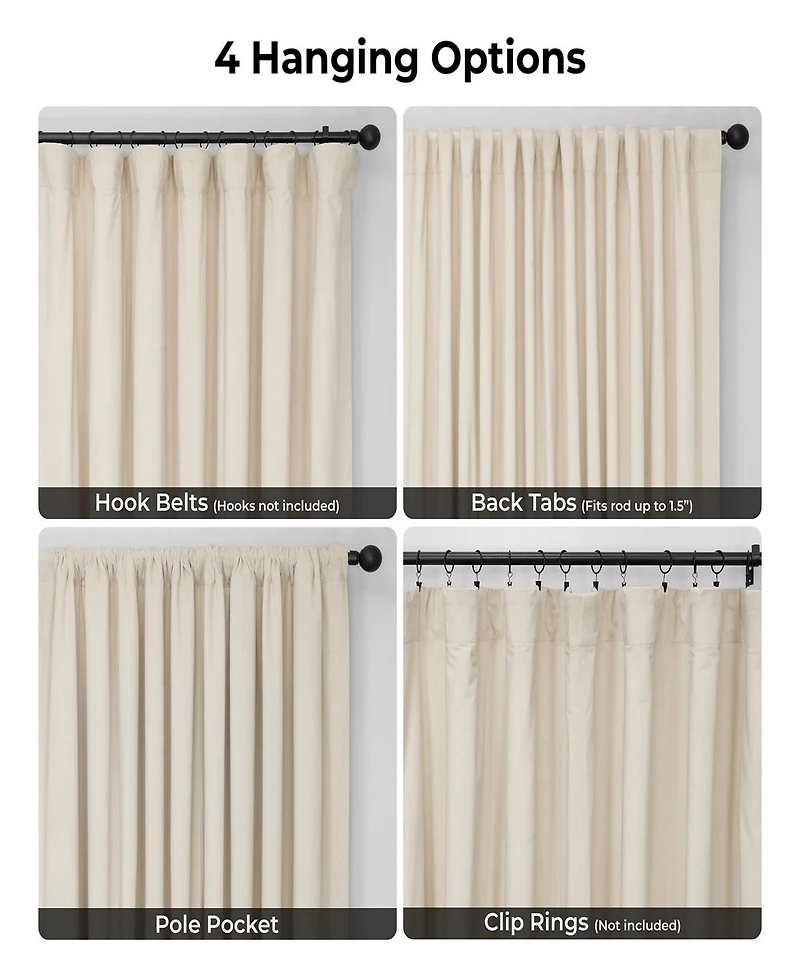Half Price Drapes Ivory Signature Extra Wide Velvet Blackout Curtain