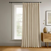 Half Price Drapes Ivory Signature Extra Wide Velvet Blackout Curtain
