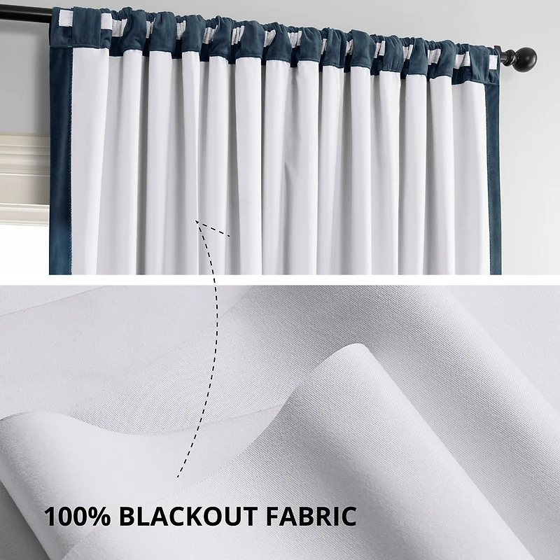 Half Price Drapes Midnight Blue Signature Extra Wide Velvet Blackout Curtain