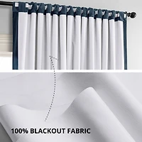 Half Price Drapes Midnight Blue Signature Extra Wide Velvet Blackout Curtain