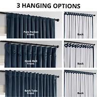 Half Price Drapes Midnight Blue Signature Extra Wide Velvet Blackout Curtain