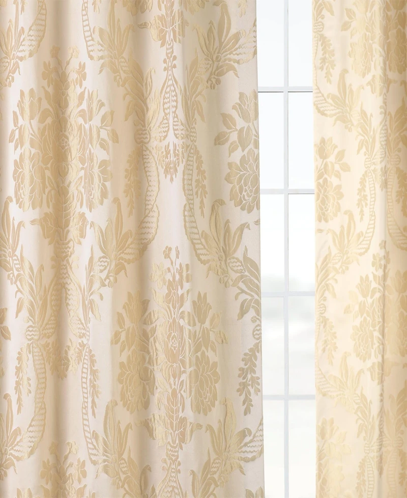 Half Price Drapes Magdelena Champagne Beige Damask Faux Silk Jacquard Room Darkening Curtain