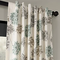 Half Price Drapes Allium Blue Grey Floral Printed Cotton Room Darkening Curtain