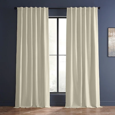 Half Price Drapes Off White Vintage Textured Faux Dupioni Silk Blackout Curtain
