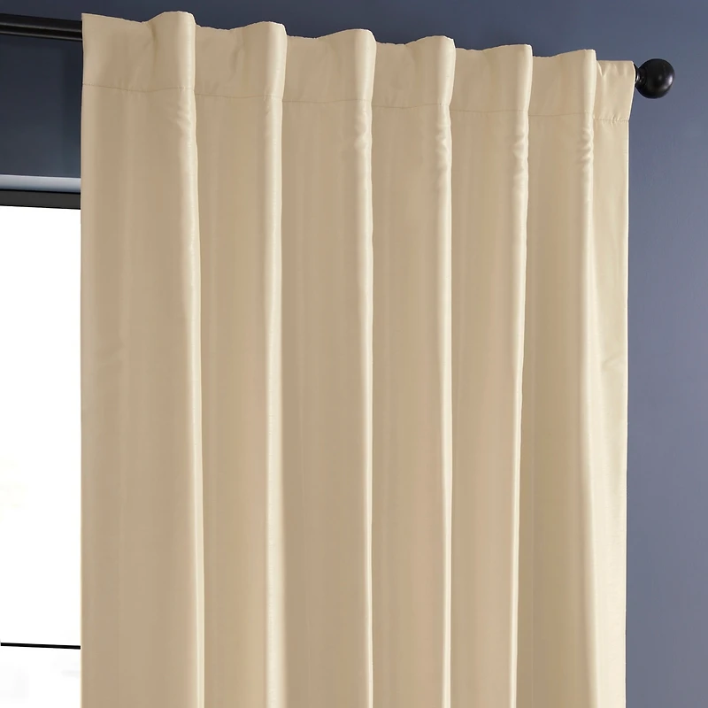 Half Price Drapes Off White Vintage Textured Faux Dupioni Silk Blackout Curtain