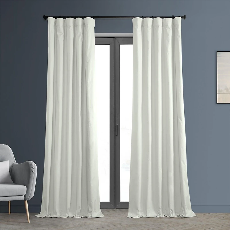 Half Price Drapes Fresh Popcorn Solid Cotton Hotel Blackout Curtain