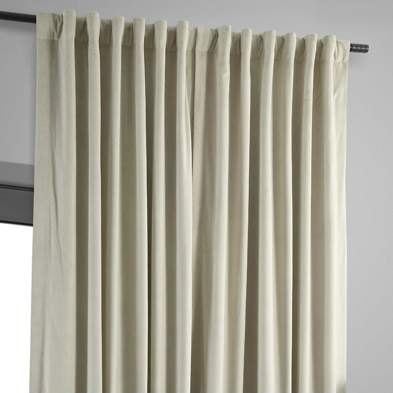 Half Price Drapes Cool Beige Signature Extra Wide Velvet Blackout Curtain