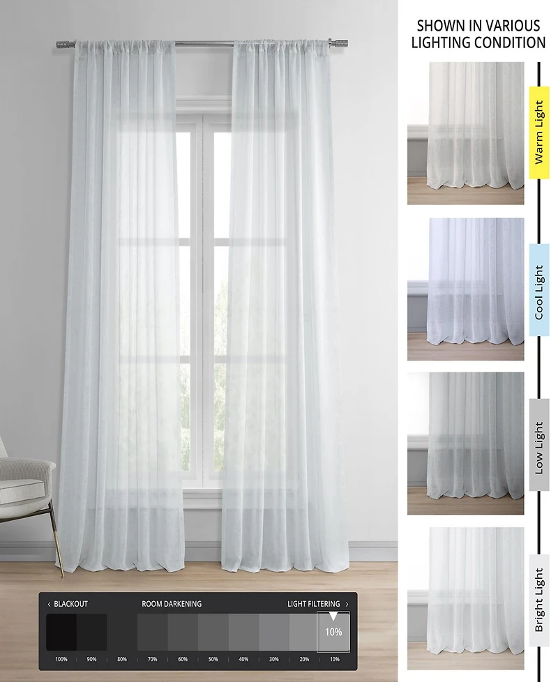 Half Price Drapes Aspen White Textured Faux Linen Sheer Curtain