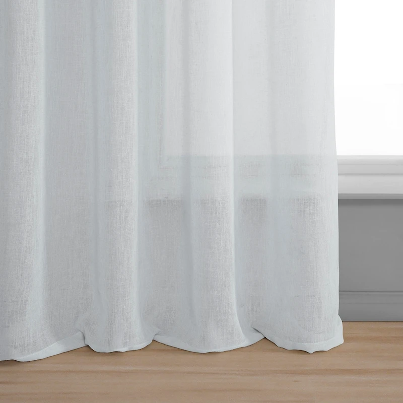 Half Price Drapes Aspen White Grommet Textured Faux Linen Sheer Curtain