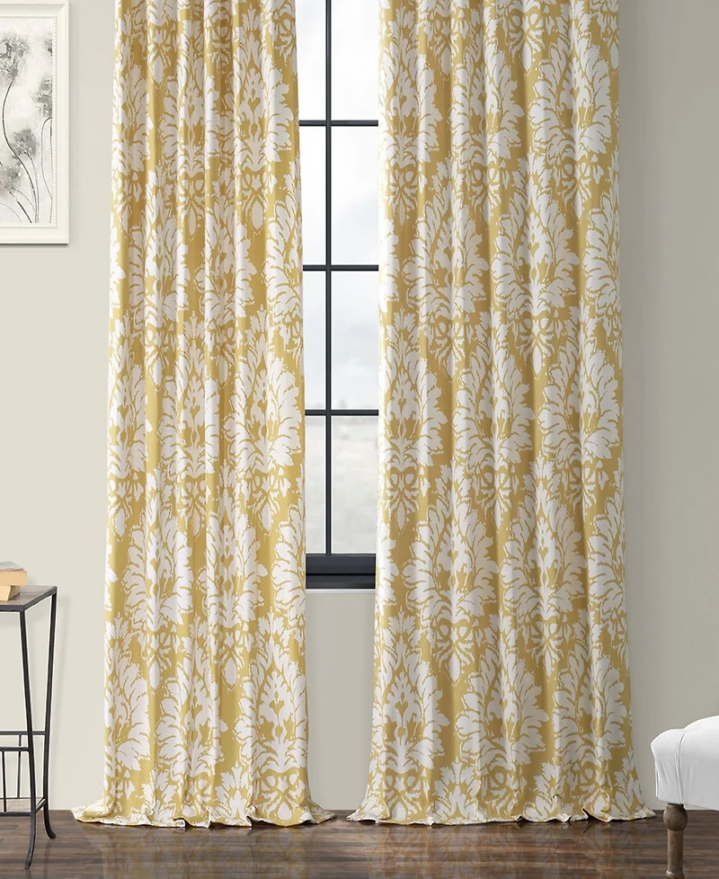 Half Price Drapes Lacuna Sun Floral Printed Cotton Room Darkening Curtain