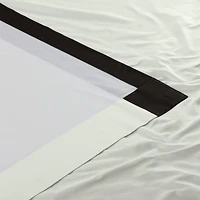 Half Price Drapes Fresh Popcorn & Black Bordered Vertical Printed Cotton Curtain