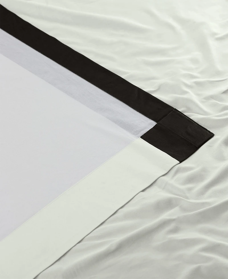 Half Price Drapes Fresh Popcorn & Black Bordered Vertical Printed Cotton Curtain