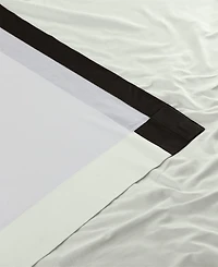 Half Price Drapes Fresh Popcorn & Black Bordered Vertical Printed Cotton Curtain