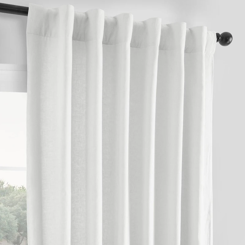 Half Price Drapes Crisp White French Linen Room Darkening Curtain