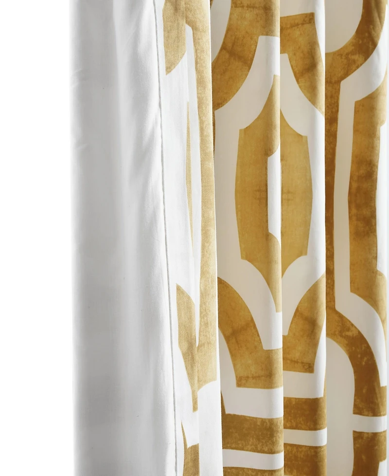 Half Price Drapes Mecca Gold Geometric Printed Cotton Room Darkening Curtain