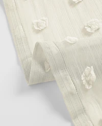 Half Price Drapes Strasbourg Dot Cream Geometric Patterned Faux Linen Sheer Curtain