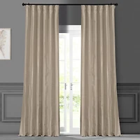 Half Price Drapes Antique Beige Solid Faux Silk Taffeta Room Darkening Curtain
