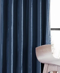 Half Price Drapes Navy Blue Faux Silk Taffeta Blackout Curtain