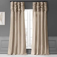 Half Price Drapes Ruched Solid Faux Silk Taffeta Room Darkening Curtain