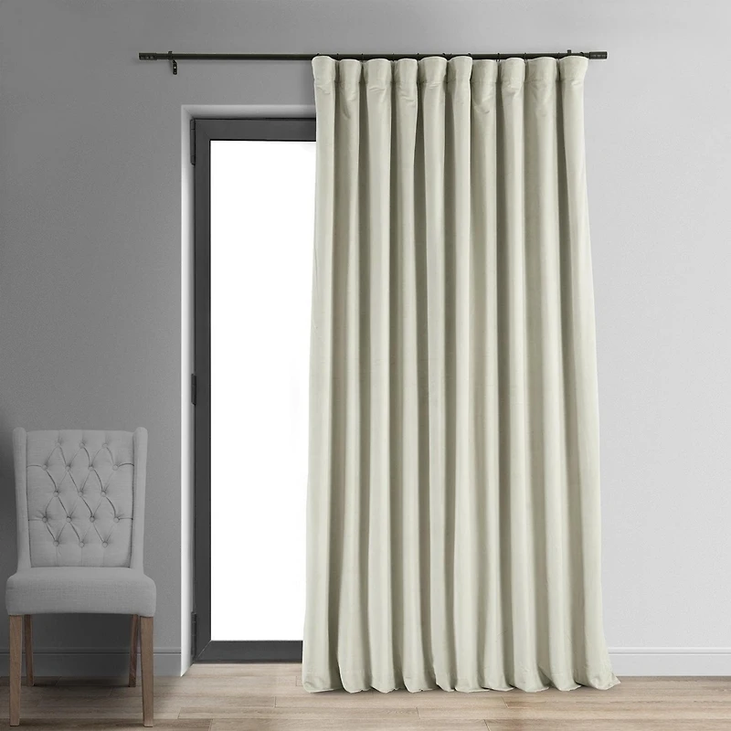 Half Price Drapes Warm Off White Signature Extra Wide Velvet Blackout Curtain