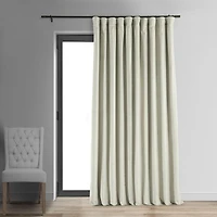 Half Price Drapes Warm Off White Signature Extra Wide Velvet Blackout Curtain