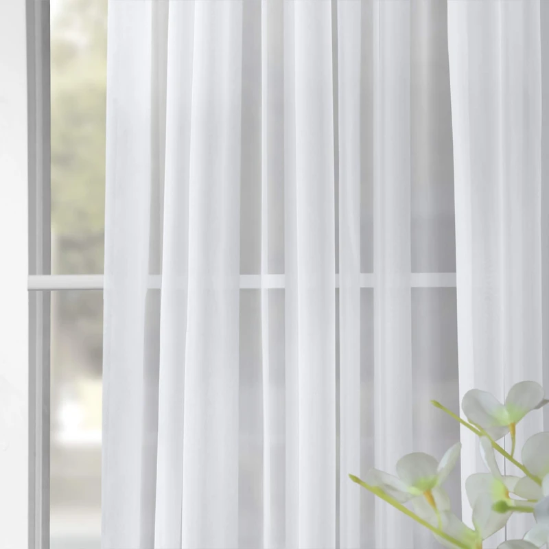 Half Price Drapes Solid White Extra Wide Sheer Curtain