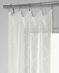 Half Price Drapes Florentina White Embroidered Geometric Sheer Curtain