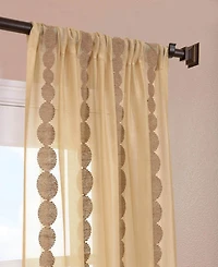 Half Price Drapes Cleopatra Gold Embroidered Striped Sheer Curtain