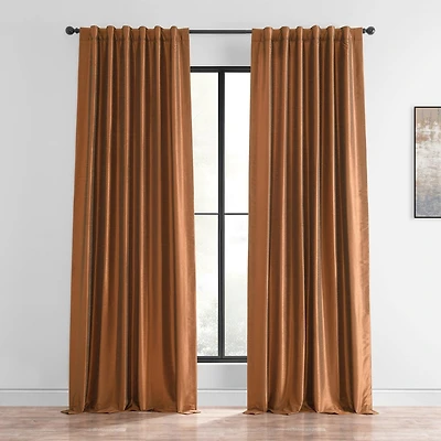 Half Price Drapes Copper Kettle Vintage Textured Faux Dupioni Silk Curtain