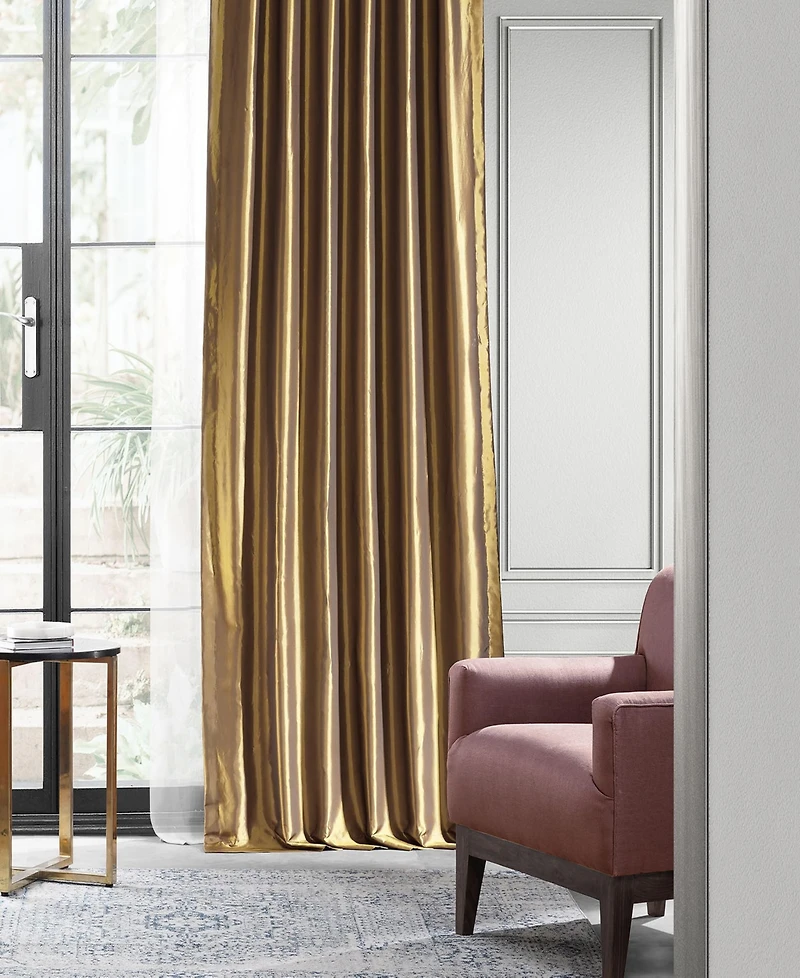 Half Price Drapes Golden Spice Faux Silk Taffeta Blackout Curtain