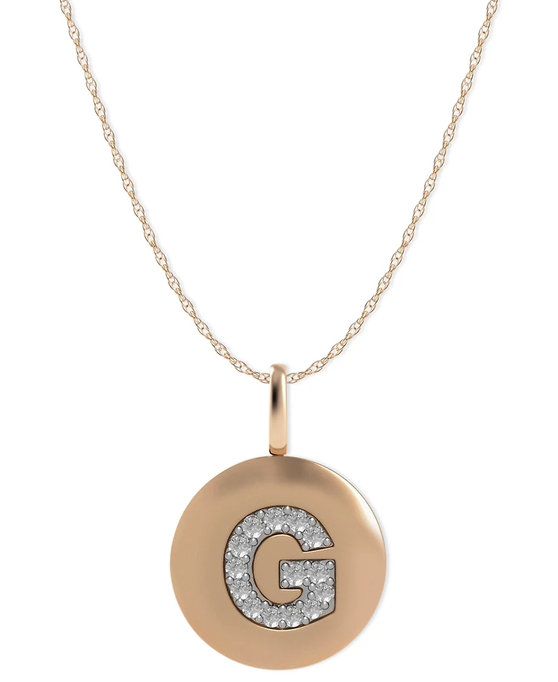 14k Rose Gold Necklace, Diamond Accent Letter G Disk Pendant