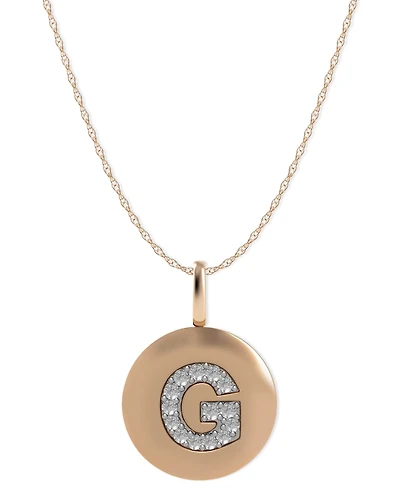 14k Rose Gold Necklace, Diamond Accent Letter G Disk Pendant