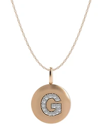 14k Rose Gold Necklace, Diamond Accent Letter G Disk Pendant