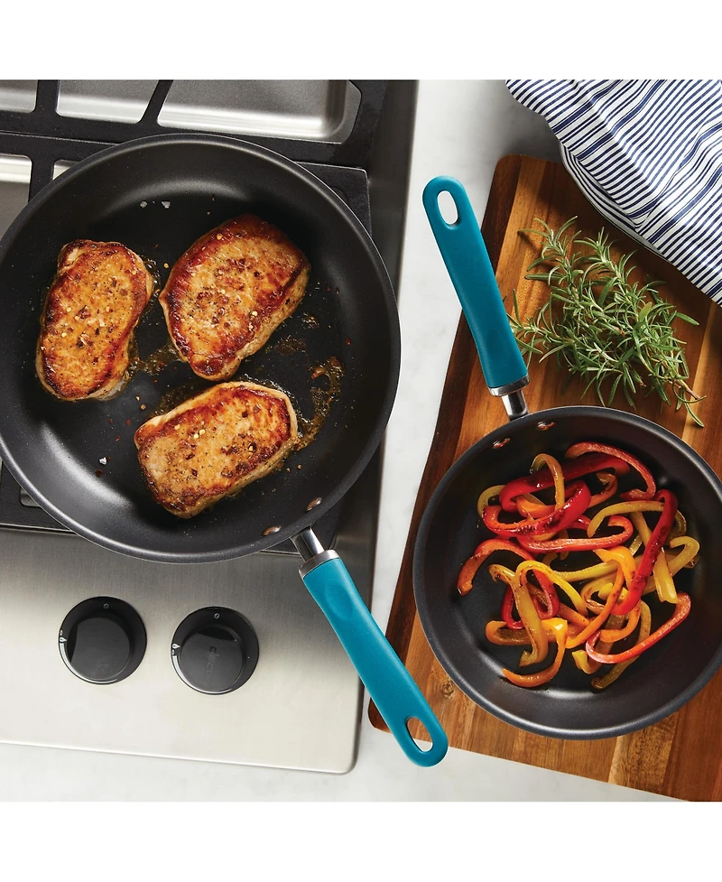 Rachael Ray Create Delicious Hard-Anodized Aluminum Nonstick Deep Skillet Twin Pack, 9.5" and 11.75" handles