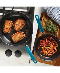 Rachael Ray Create Delicious Hard-Anodized Aluminum Nonstick Deep Skillet Twin Pack, 9.5" and 11.75" handles