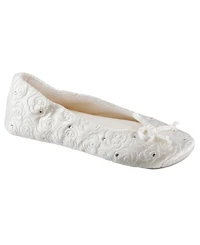 Isotoner Women's Satin with Rhinestones Ballerina Slipper, Online Only